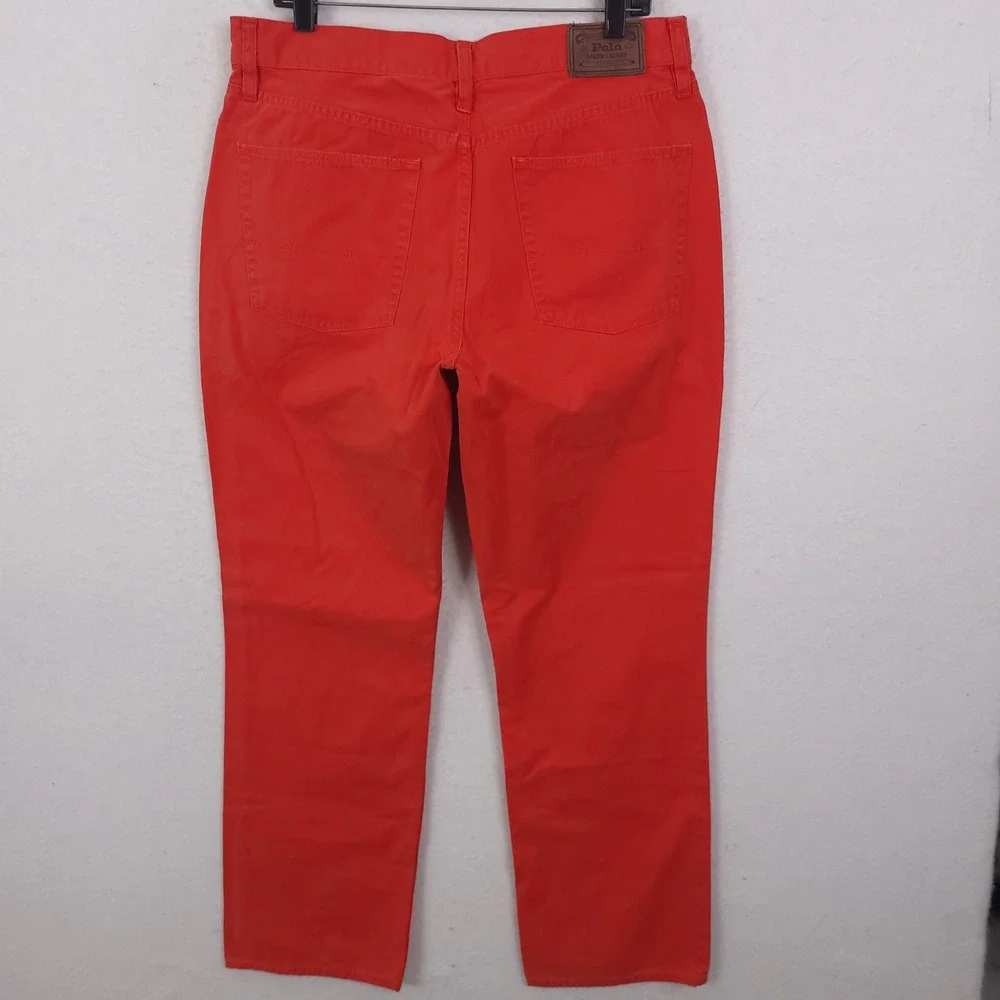 Polo Ralph Lauren Straight Leg Pants Mens 34x30 Orange Cotton Chino Twill Prep